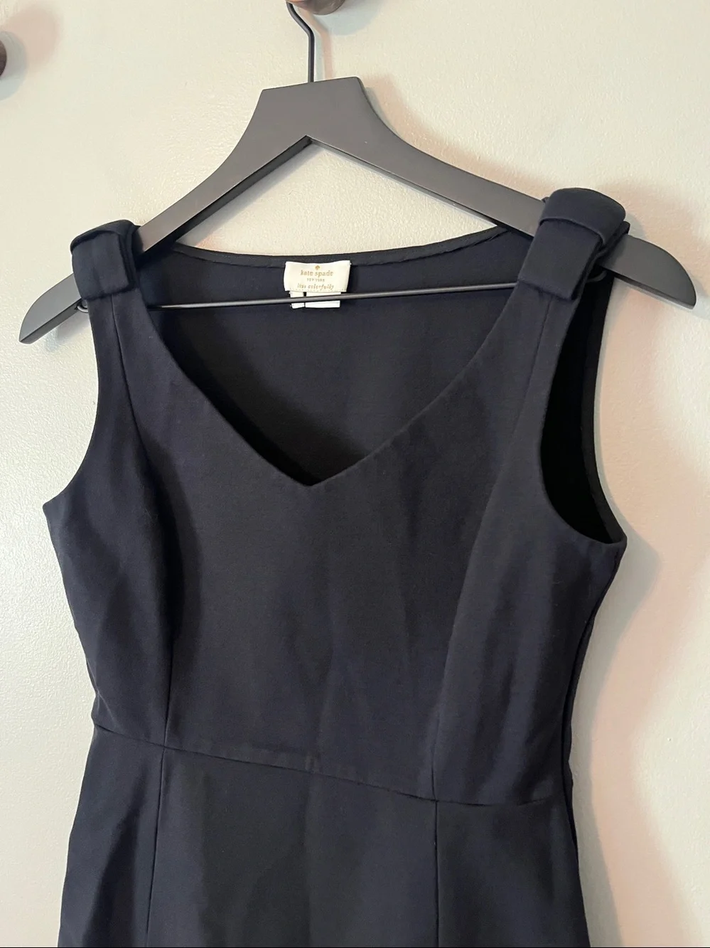 Kate Spade Ponte Sleeveless Peplum Top Bow on Shoulders Black Size 2